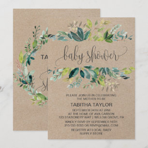 Invitation Baby shower Kraft Foliage