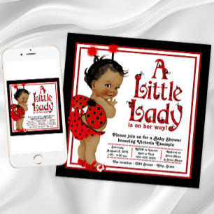 Invitation Baby Shower Ladybug Afro-Américaine