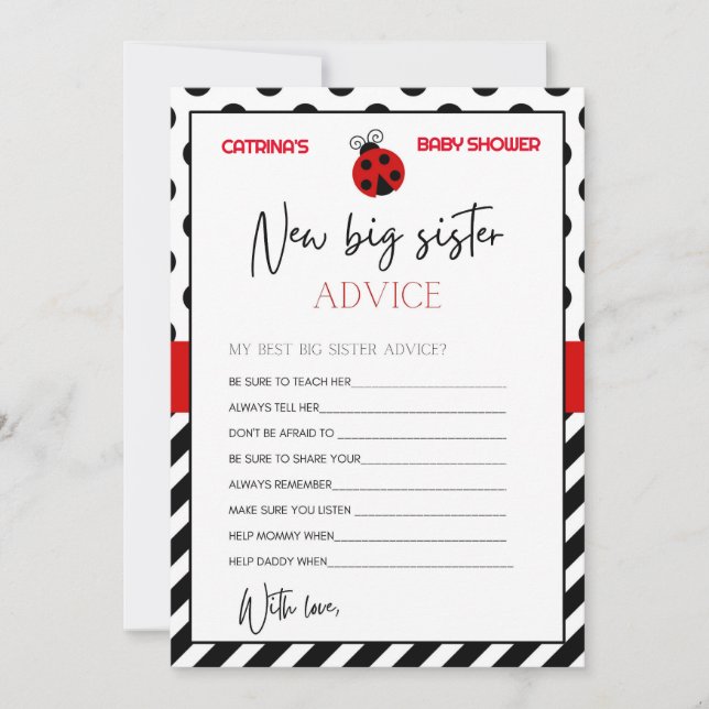 Invitation Baby shower Ladybug - Nom modifiable, 5x7 (Devant)