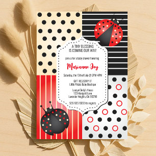 Invitation Baby shower Ladybug   Pois rouge et noir