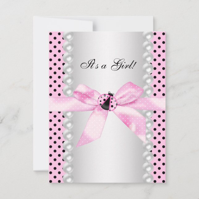 Invitation Baby shower Ladybug rose mignon (Devant)