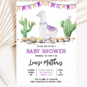 Invitation Baby Shower Lama Violet