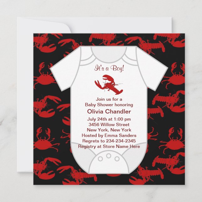 Invitation Baby shower langouste de homard (Devant)