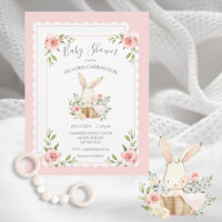 Baby shower lapin blanc rose