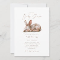 Baby shower lapin couché Couleurs neutres