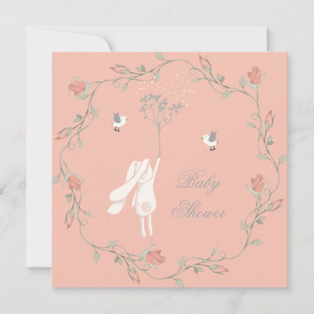 Invitation Baby shower lapin et couronne (Devant)
