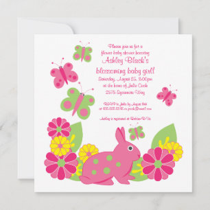 Invitation Baby shower lapin et papillons