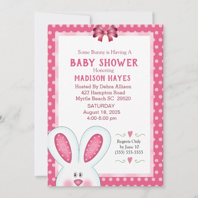 Invitation Baby shower lapin mignon lapin (Devant)