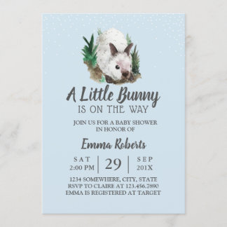 Invitation Baby shower lapin mignonne lapin bleu