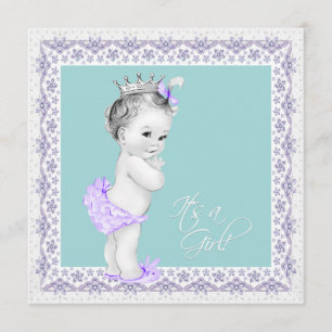 Invitation Baby Shower Lavande et Bleu Sarcelle