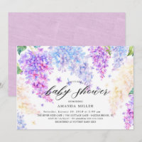 Invitation Baby shower Lilac Aquarelle