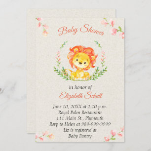 Invitation Baby shower Lion bébé