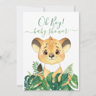 Invitation Baby shower Lion Cub Jungle Aquarelle