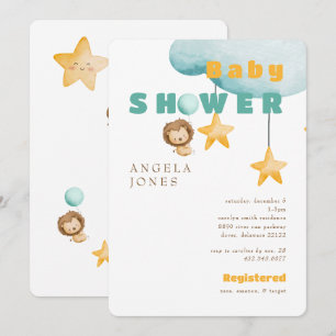 Invitation Baby shower Lion Cute Boy