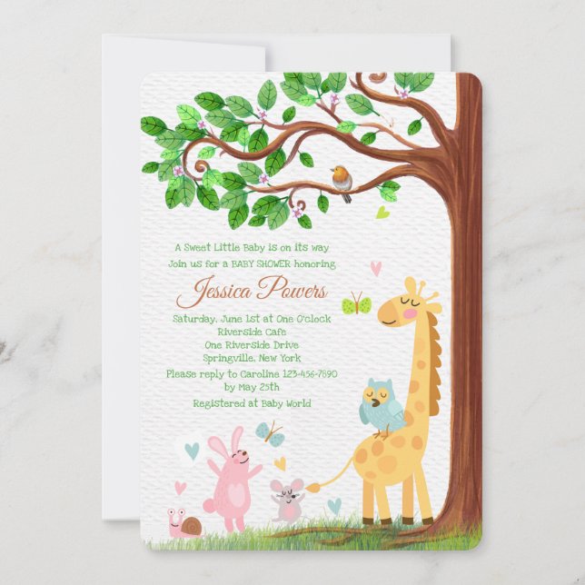 Invitation Baby shower Little Animal Friends (Devant)