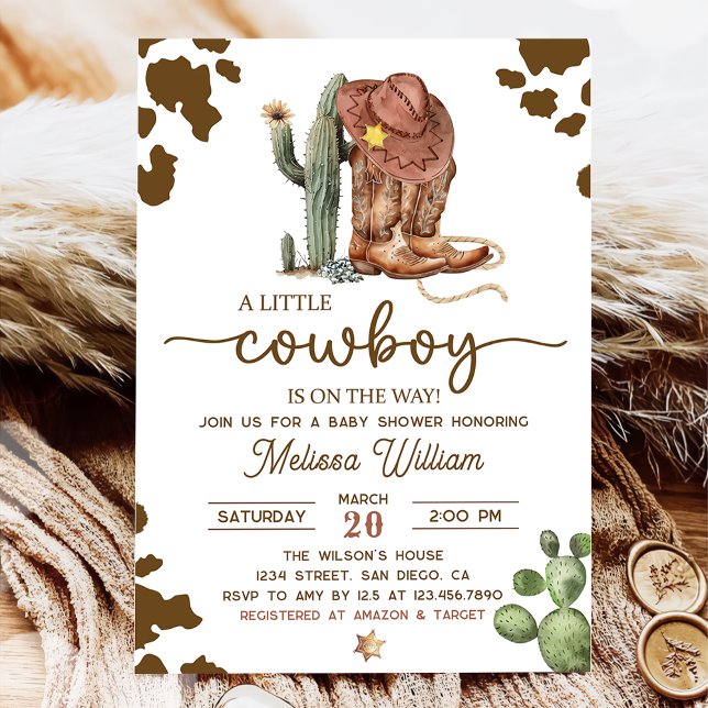Invitation Baby shower Little Cowboy Wild West Boy (Créateur téléchargé)