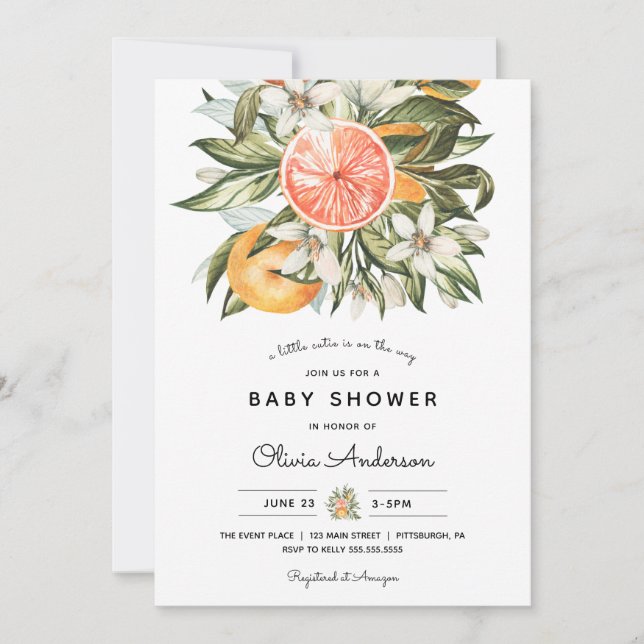 Invitation Baby shower Little Cutie (Devant)