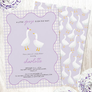 Invitation Baby shower Little Goose En vichy Lilac