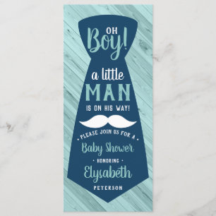 Invitation Baby shower Little Man, Cravate, Marine