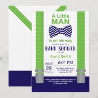 Invitation Baby shower Little Man Marine Blue Gree