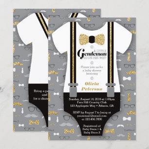 Invitation Baby shower Little Man, Parties scintil