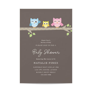 Invitation Baby shower Little Owls