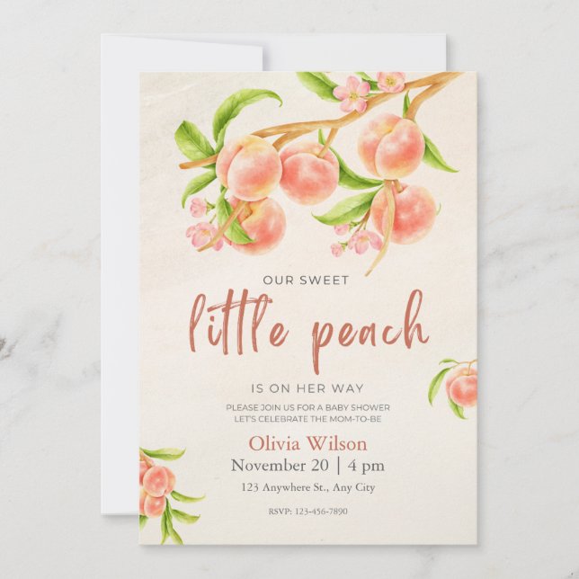 Invitation Baby shower Little Peach (Devant)