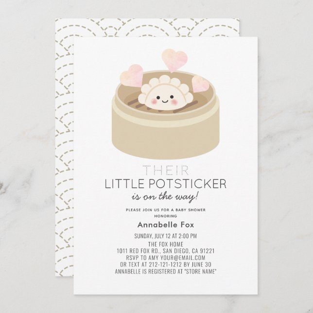 Invitation Baby shower Little Potsticker (Devant / Derrière)