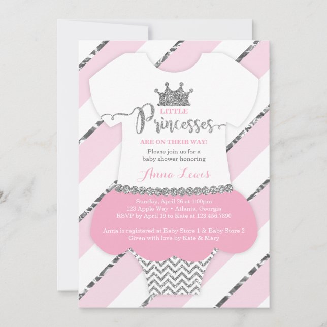 Invitation Baby shower Little Princesses, Faux Par (Devant)