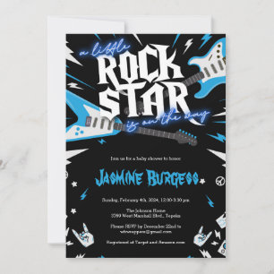 Invitation Baby shower Little Rockstar, Guitare