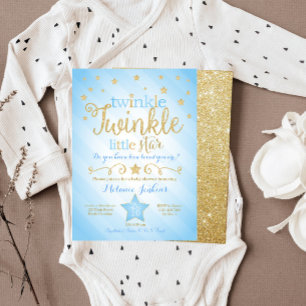 Invitation Baby shower Little Star Twinkle bleu