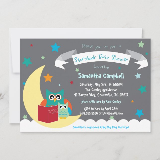 Invitation Baby shower livre livre livre livre (Devant)