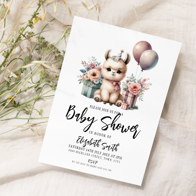 Invitation Baby shower Llama (Créateur téléchargé)