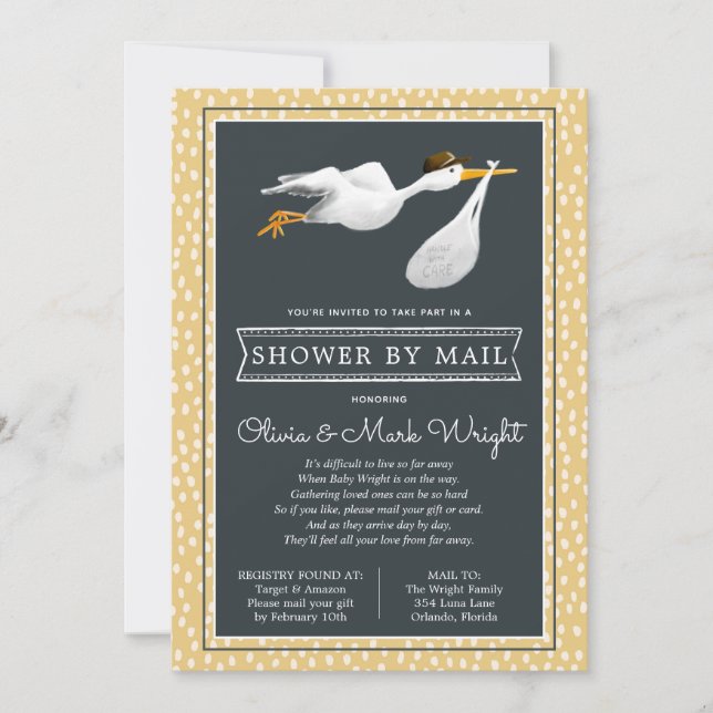 Invitation Baby shower longue distance par courrier (Devant)