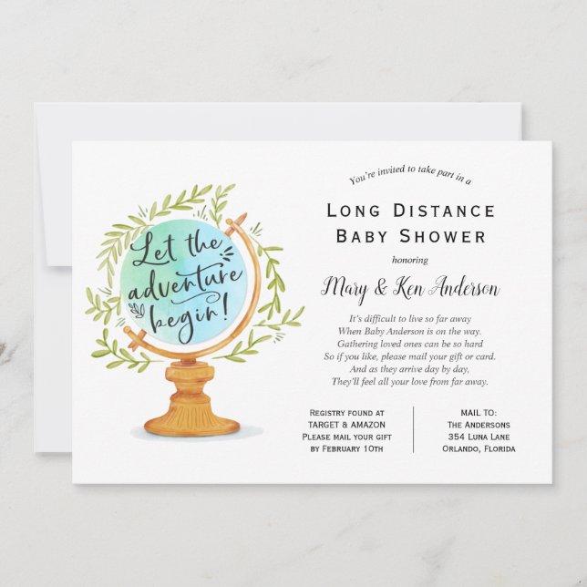 Invitation Baby shower longue distance par courrier (Devant)