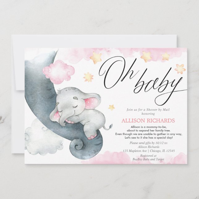 Invitation Baby shower longue distance par courrier douche à  (Devant)