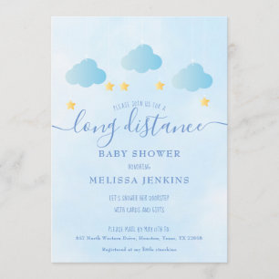 Invitation Baby shower Longue Distance Par Mail Boy Blue