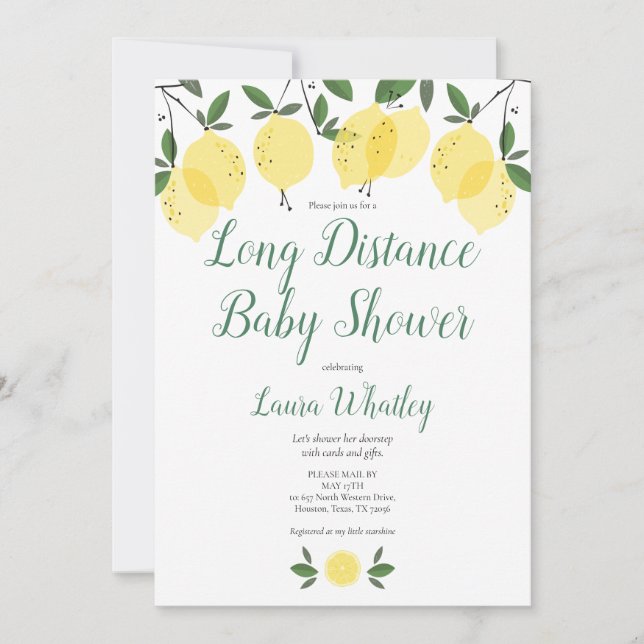Invitation Baby shower longue distance saupoudré par des citr (Devant)