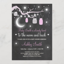 Baby shower Love You to Moon Douche fille rose