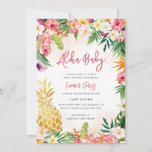 Invitation Baby Shower Luau Fille