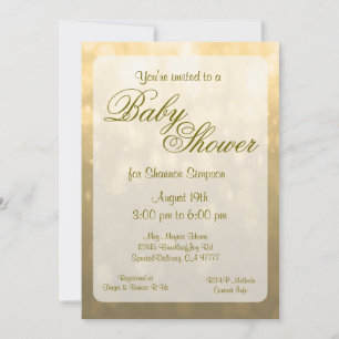 Invitation Baby shower Lumières Gold Bokeh