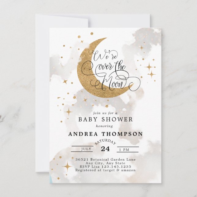 Invitation Baby shower Lune (Devant)