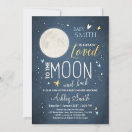 Invitation Baby shower Lune et Stars Boy Baby shower bleu