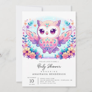 Invitation Baby shower Magical Girl Owl