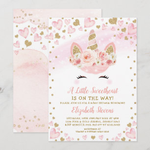 Invitation Baby shower magique de l'Unicorne rose Gold