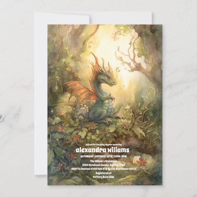 Invitation Baby shower magique Dragon (Devant)