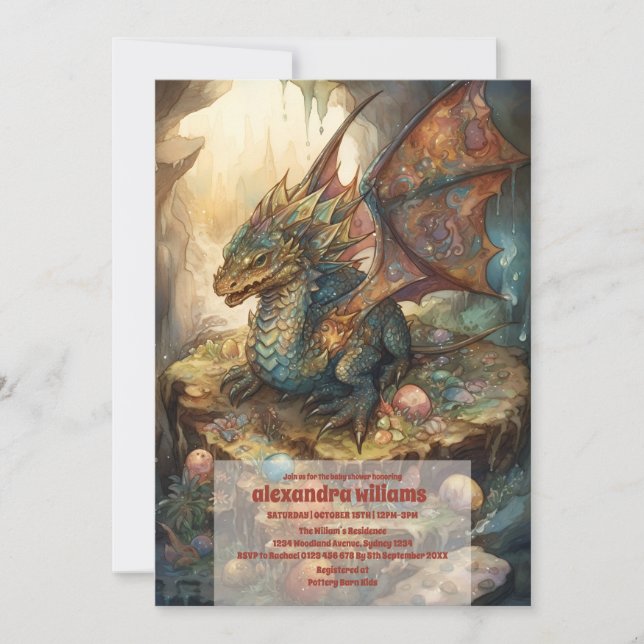 Invitation Baby shower magique Dragon (Devant)