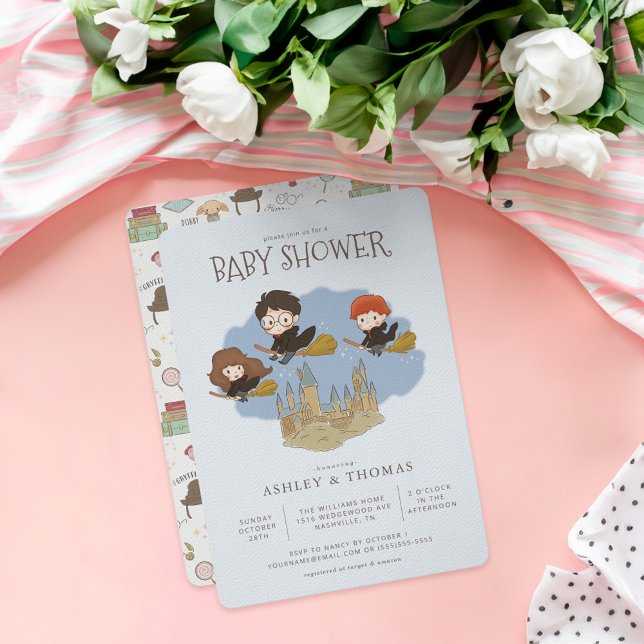 Invitation Baby shower magique Harry Potter et Hogwarts (Card on table)