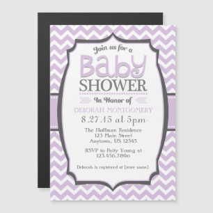 Invitation Baby shower magnétique Lavender Chevron