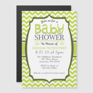 Invitation Baby shower magnétique Lime Green Chevr